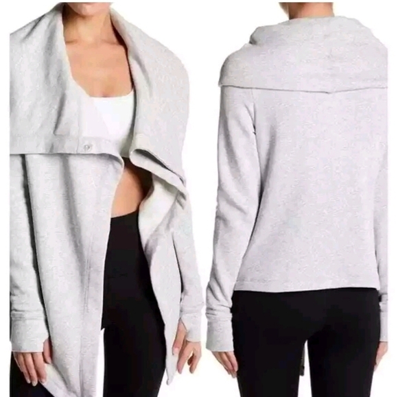 Z BY ZELLA Gray Shooting Star Asymetrical Cardigan Jacket Sz Large - Picture 1 of 13